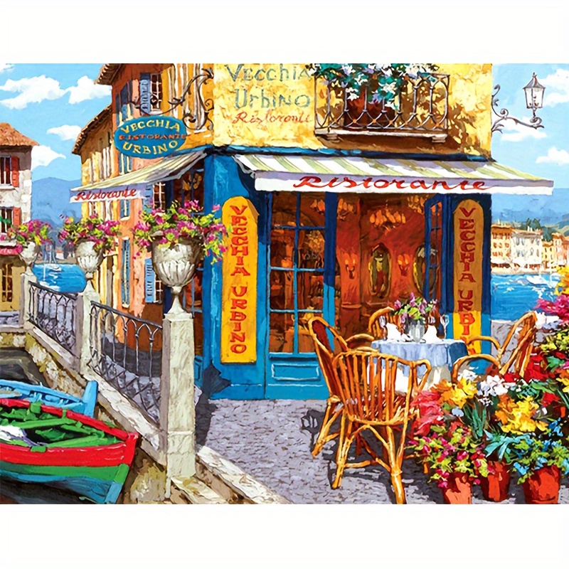 1pc Scène De Station Balnéaire Peinture Par Numéro Pour Adultes Sans Cadre,  40x50cm / 15.7x19.7inch, Kits De Peinture À L'huile Acrylique Diy Par Numéros  Arts Crafts Pour La Décoration Murale De La