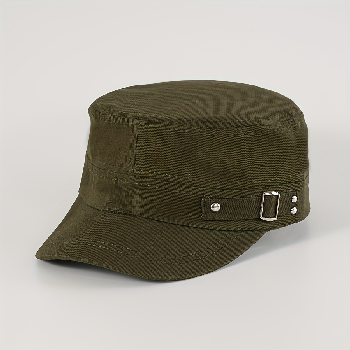Unisex Cadet Army Adjustable Flat Top Hat Washed Newsboy - Temu Canada