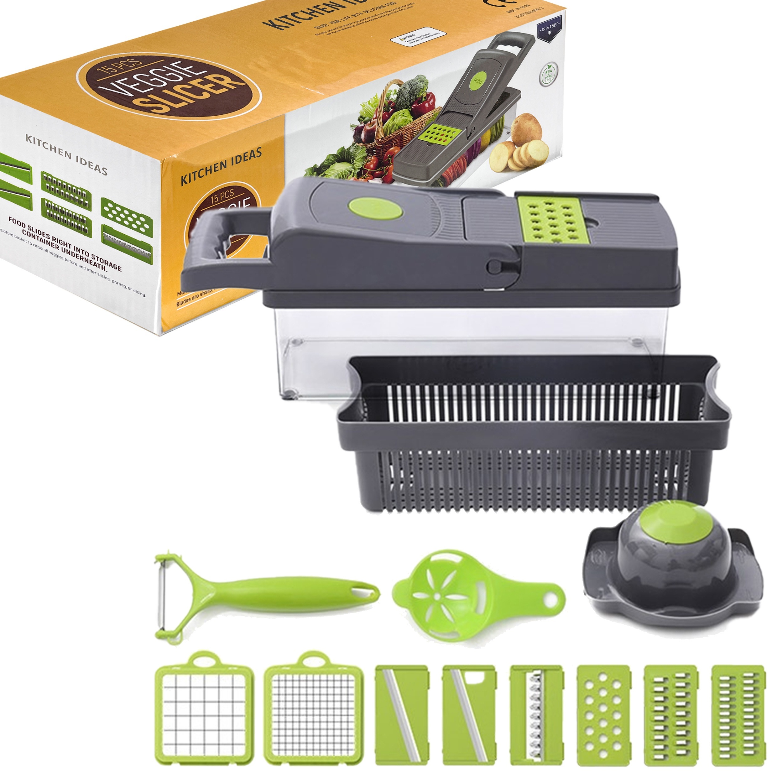 12in1 Vegetable Chopper, Multifunctional Fruit Slicer, Manual Food Grater,  Vegetable Slicer, Cutter With Container And With 7 Blades, Onion Mincer  Chopper, Household Potato Shredder, Kitchen Stuff, Kitchen Gadgets, Dorm  Essentials - Temu