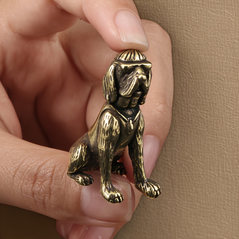 1PC Brass Golden Retriever Statue Dog Figurines Puppy Ornament