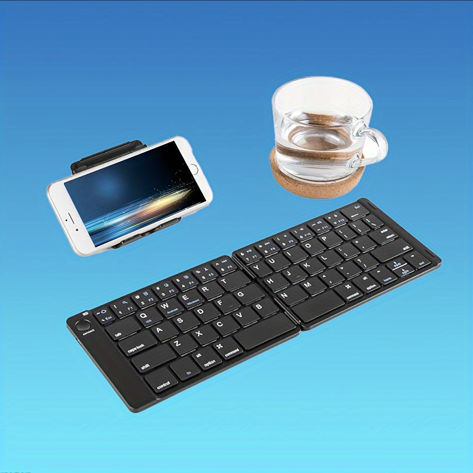 Samsers - Teclado Bluetooth plegable con teclado numérico, teclado plegable  inalámbrico de tamaño completo con piel sintética, teclado de viaje