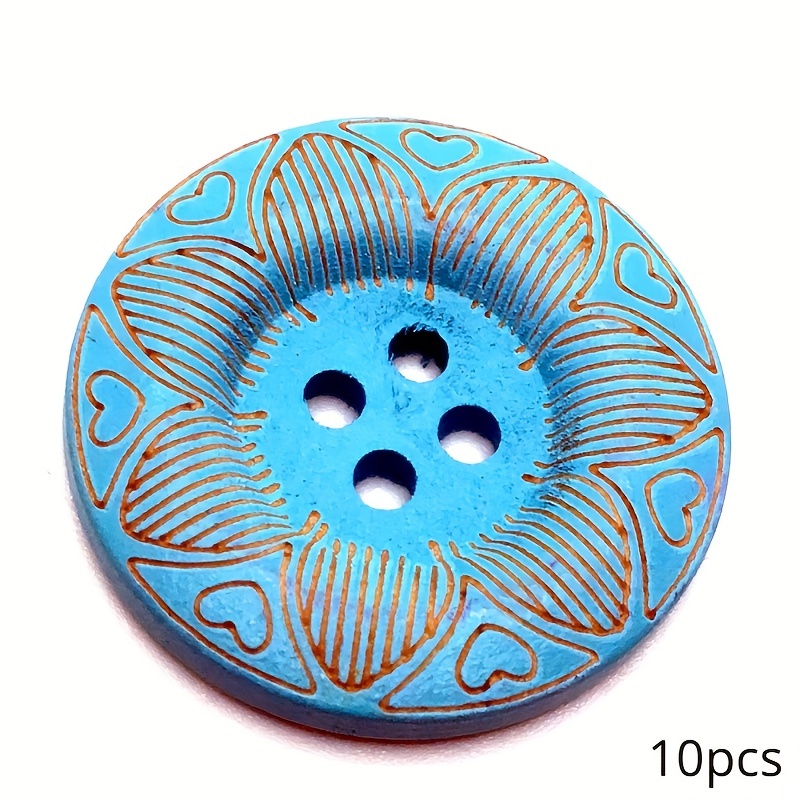 Engraving Pattern Wood Buttons For Clothing Sewing - Temu