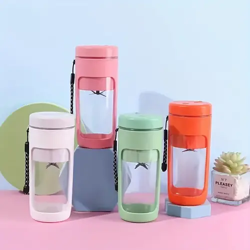 1pc double layer juice cup 6 leaf knife head 420ml usb wireless charging juicer small portable juice cup