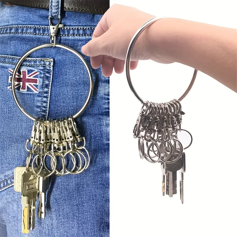 Silvery Portable Metal Ring Key Organizer Holder With Swivel - Temu