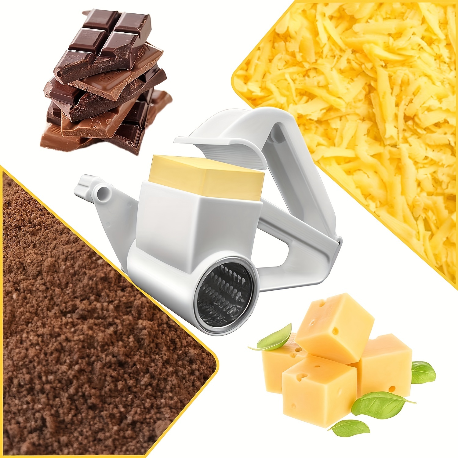 Multipurpose Rotary Cheese Grater With Stainless Steel Drums Handheld Cheese  Grinder For Parmesan Cheddar Chocolate Vegetable