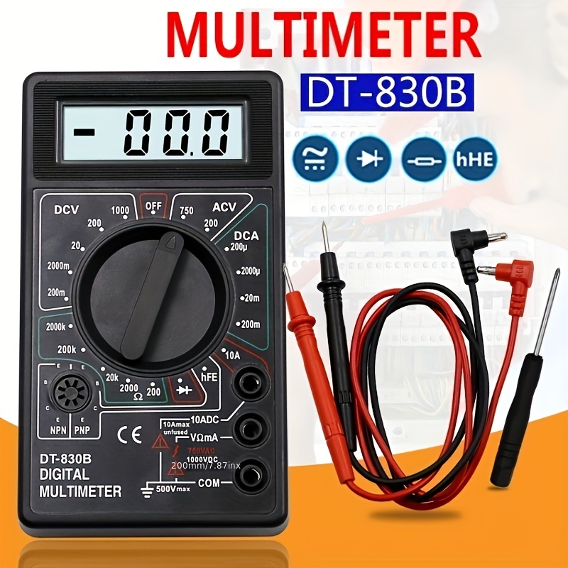 Multimètre numérique à plage automatique, testeur de tension ampère-ohm  AC/DC, t