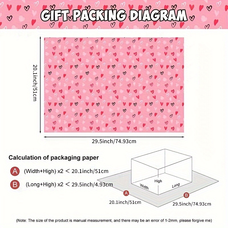 Heart Pattern Gift Wrapping Paper Full Of Love - Temu