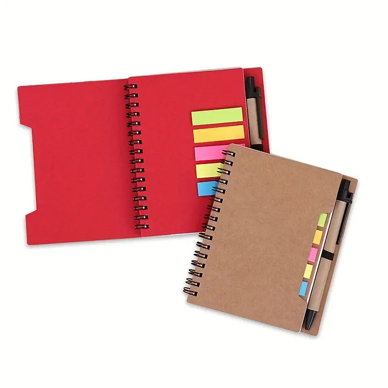 Brown Paper Cover Spiral Coil Notebook Notepad With Pen - Temu