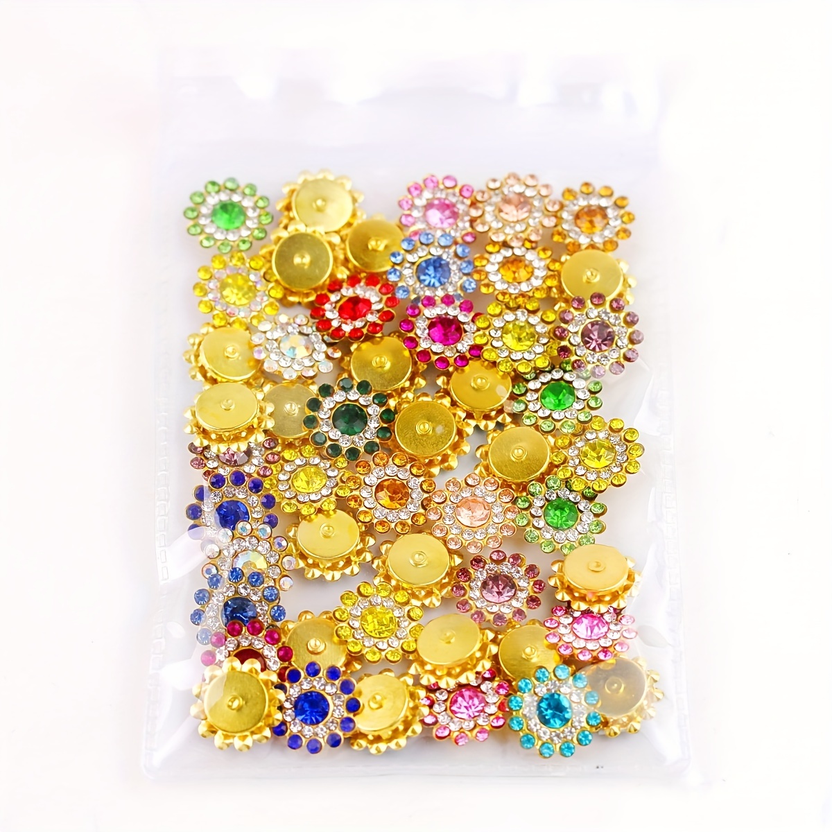 Flower 12MM Crystal Glass Rhinestone Strass Crystals Stones Trim Gold Base Sew  on Rhinestones For Clothes DIY Sewing Accessories
