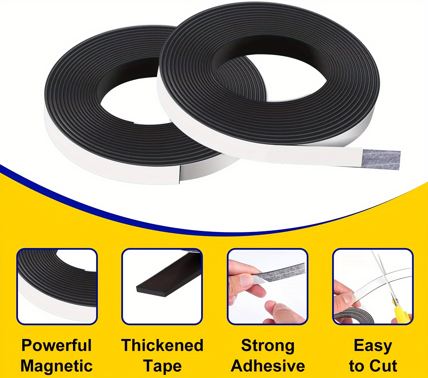 Super-strong Magnetic Tape With Self-adhesive Backing, 1 Metre Of Soft Magnetic  Strips, Cuttable Small Tool Storage Strips, Magnetic Rollers For Fridge  Decoration And Crafts - Temu