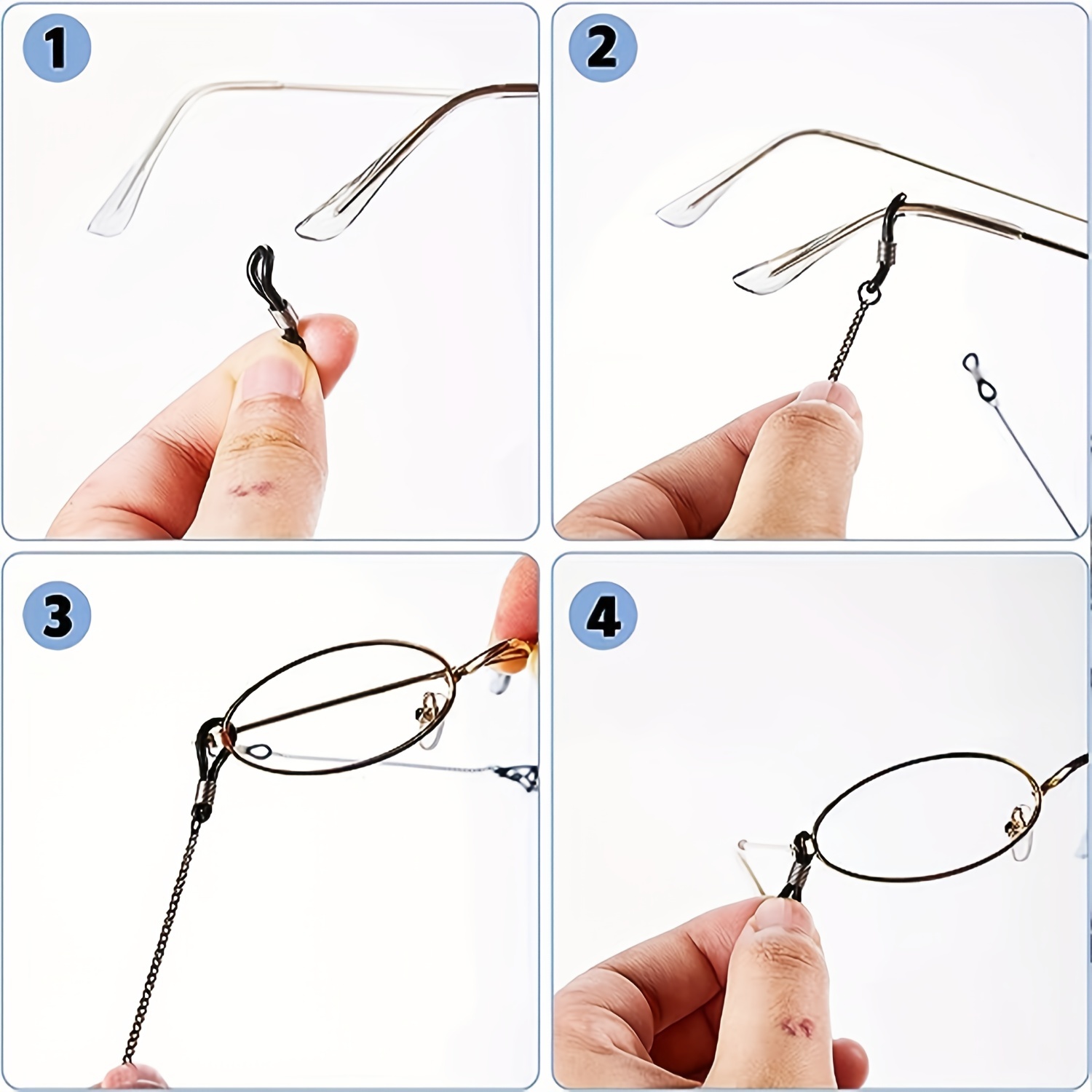 Vintage Glasses Chain Holder Non-Slip Beaded Eyeglass Chain, Size: One size, Black