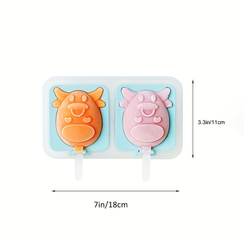 4 Cell Plastic Ice Cream Mold with Lids DIY Reusable Cuet Popsicle Molds  with Popsicle Stick Kitchen Gadgets and Accessories