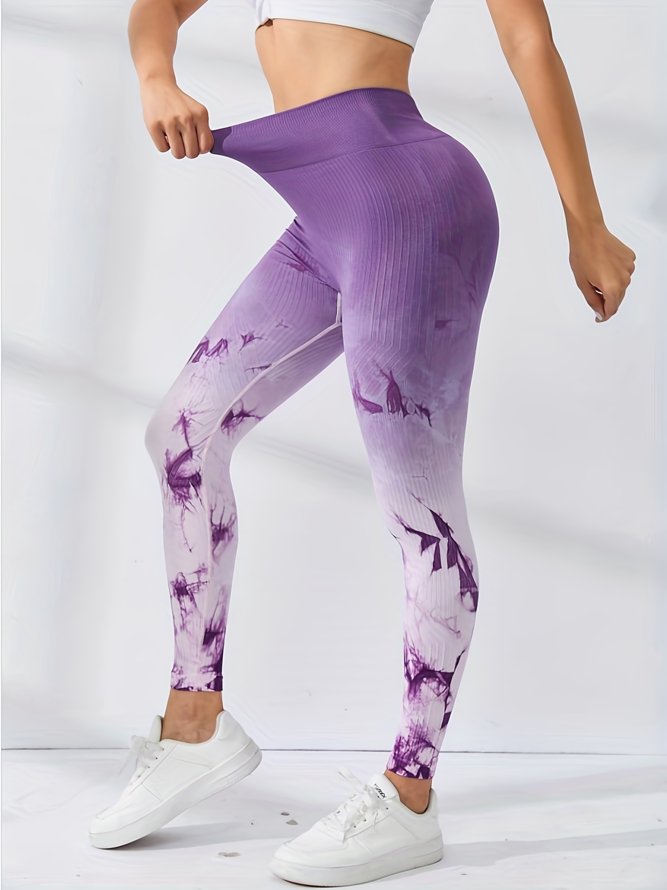 Yoga Trendy Tie Dye Scrunch Butt Wideband Waist Sports Leggings - AliExpress