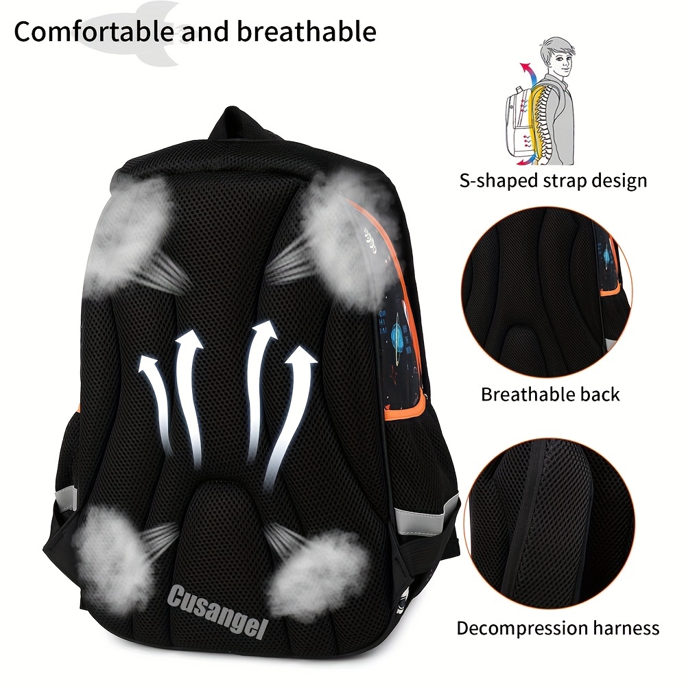Kids Backpack Astronaut Mermaid Pattern Large Capacity