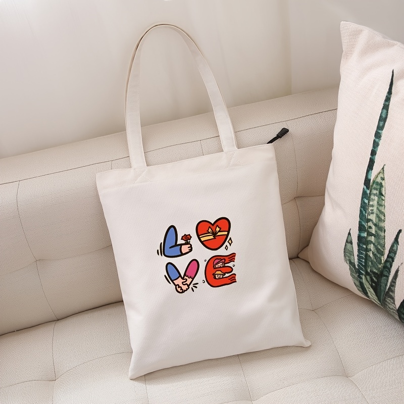 Fashion Letter Print Tote Bag Portable Small Canvas Bag - Temu