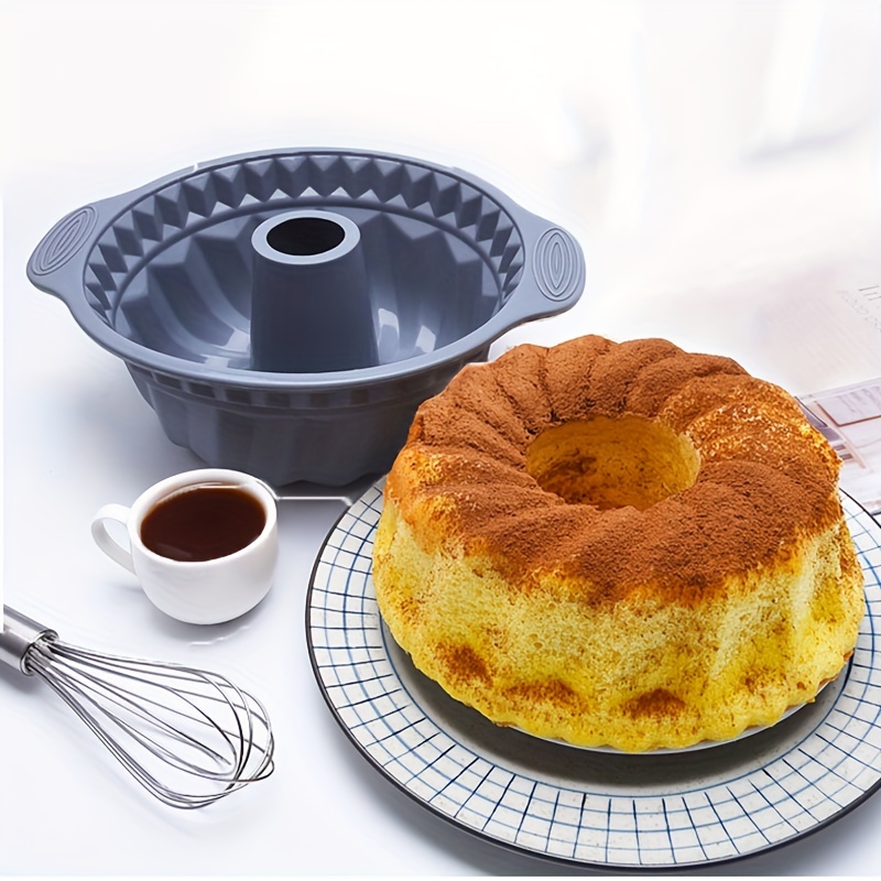 1pc 10 Inch Silicone Bundt Cake Pan With Handle Silicone Fluted Tube  Cheesecake Baking Tray Bread Mousse Cake Mould Bakeware Form