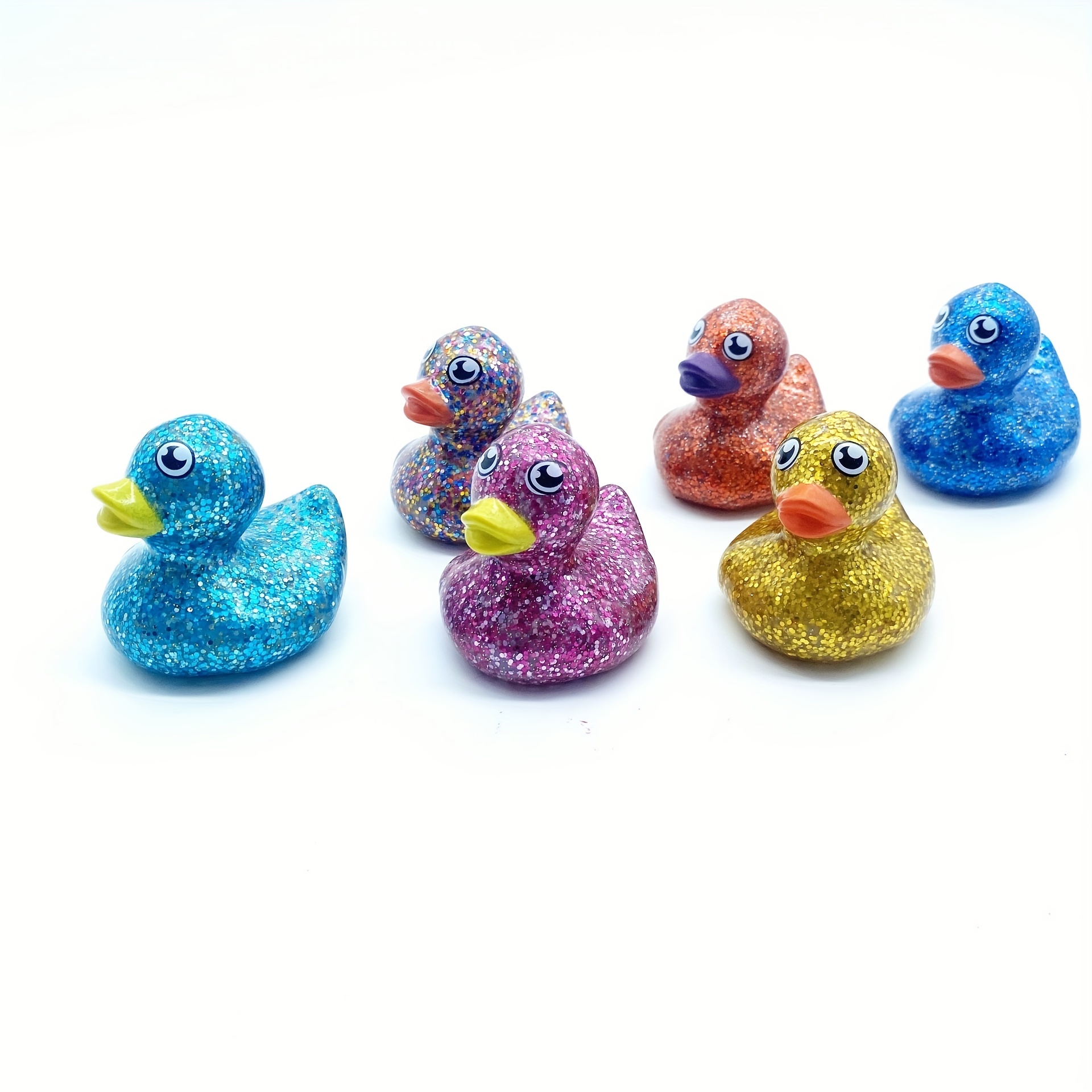 2pcs Rubber Ducks Toys Baby Bath Toys Kid Showers Toy Glitter Duck Toys  Children Summer Beach Swimming Little Duck Toys Assorted