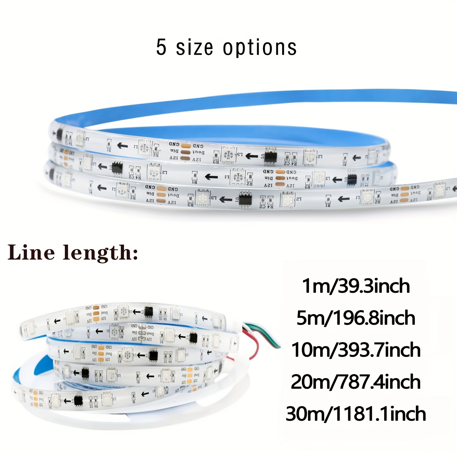 30m/98.4ft 5V LED Strip Set 5050 RGB Colorful 24-Key IR BT Controller TV Background Ambient Light, Suitable for Living Room, Bedroom Neon Light Flashing, Flexible Cabinet Light Home Office Decoration