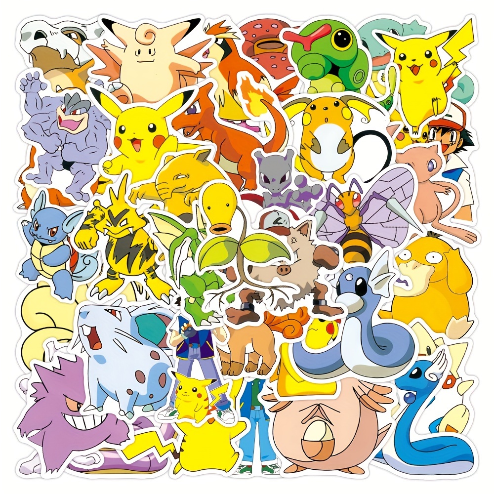 100pcs Pokemon Stickers Waterproof Cute Anime Stickers Laptop Skin Kawaii  Packaging Phone Case Kids Toys