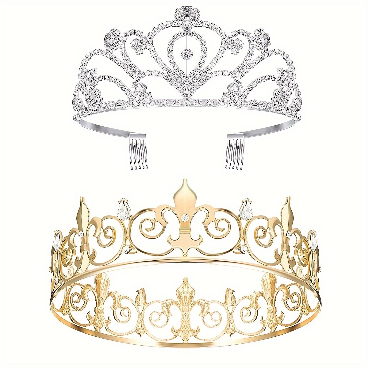 Corona DORADA UNISEX completa para Rey o Reina
