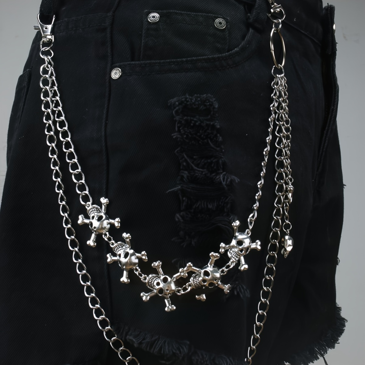 Faux Leather Belt / Layered Butterfly Waist Chain / Set