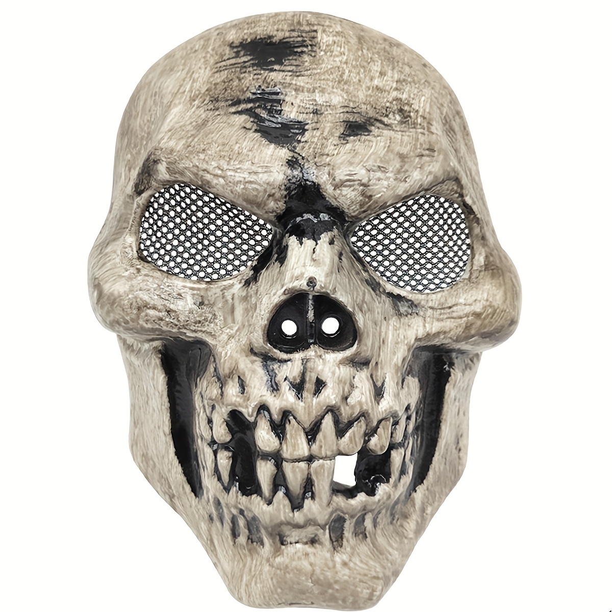 Skull Helmet Full Face Mask Eyes With Mesh Undead Props - Temu