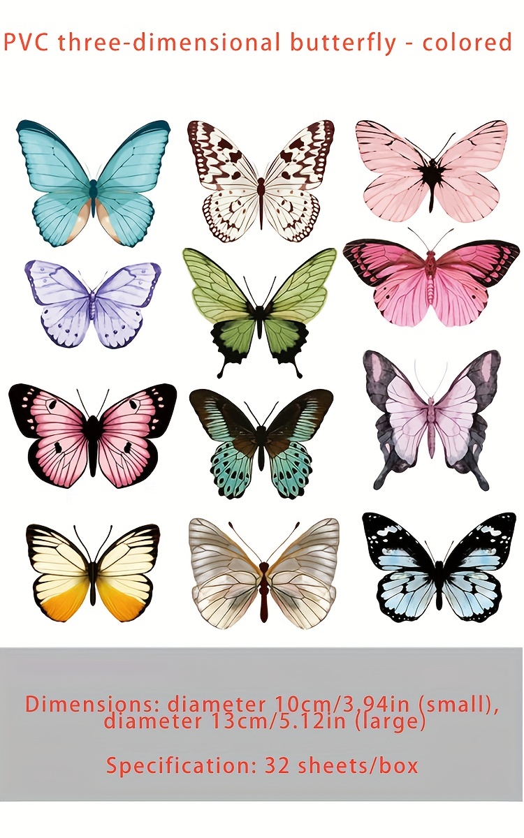 Pvc Three dimensional Simulation Black And White Butterfly - Temu