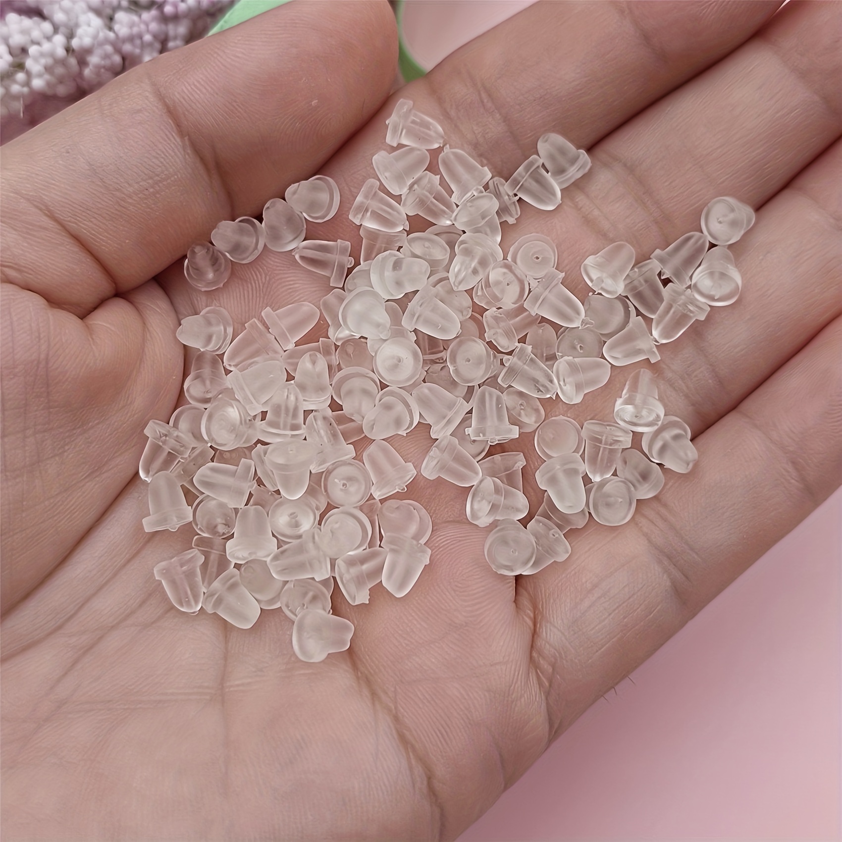 100pcs Silicone Earring Backs Clear Soft Rubber Ear Stud Blocked