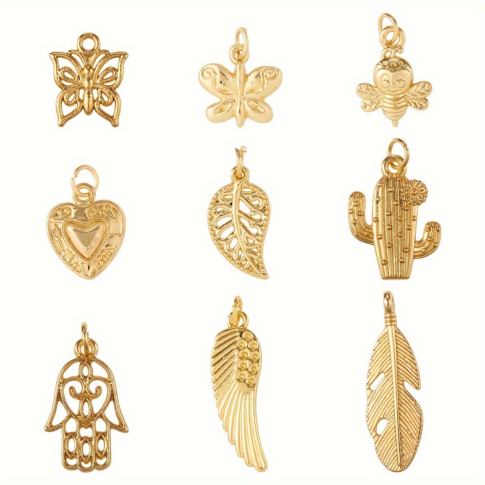 4PCS Palm Shape Necklace Pendant 14K Gold Plated Charms for Jewelry Making  DIY Hand As Bracelet
