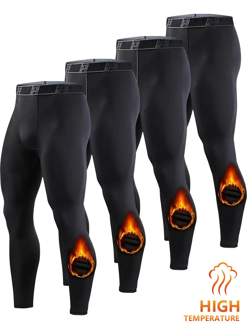 Men's Thermal Compression Pants Fleece Lined Sports Tights - Temu Germany