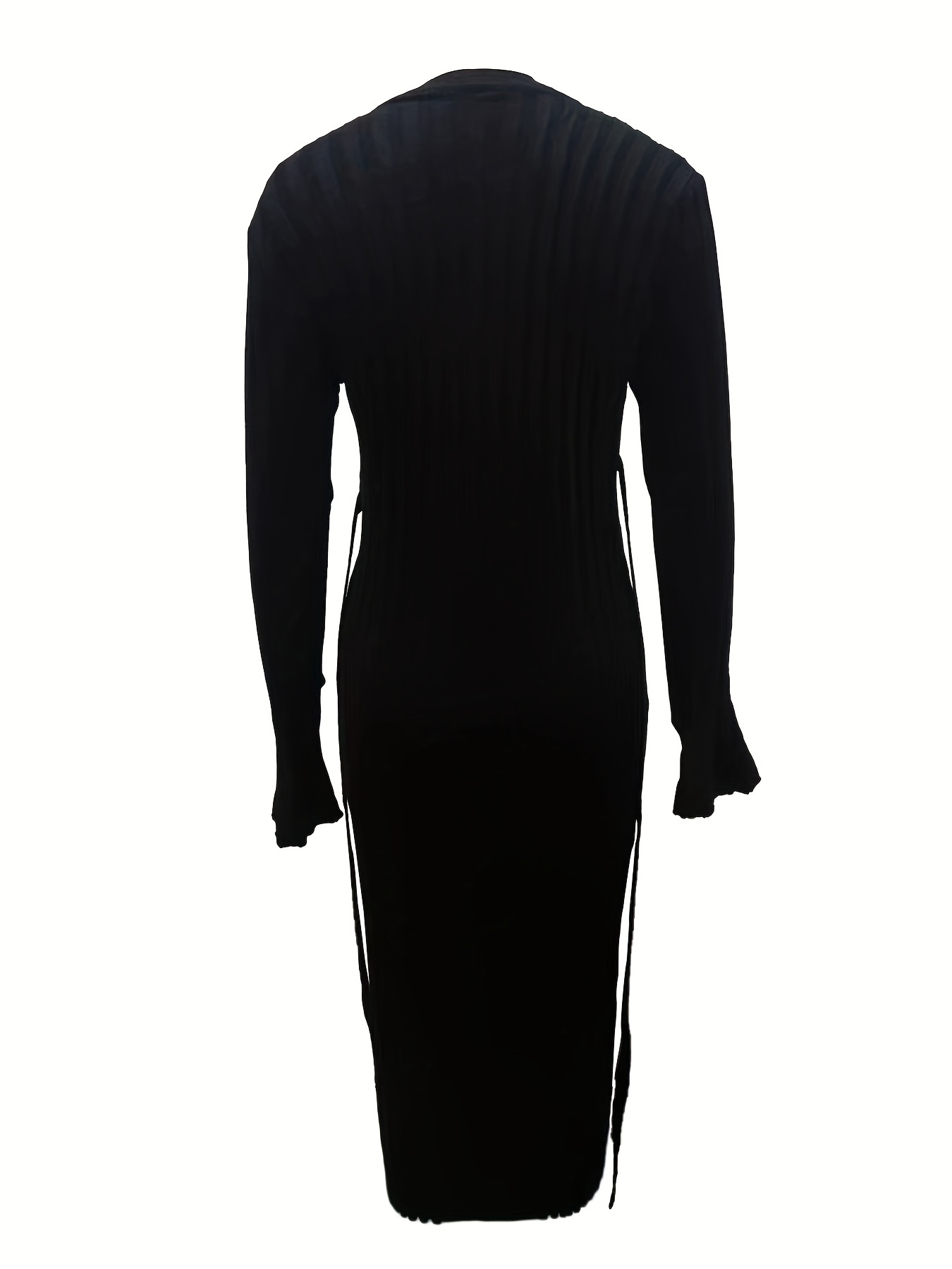 Ribbed Solid Dress Casual Long Sleeve Bodycon Maxi Dress - Temu