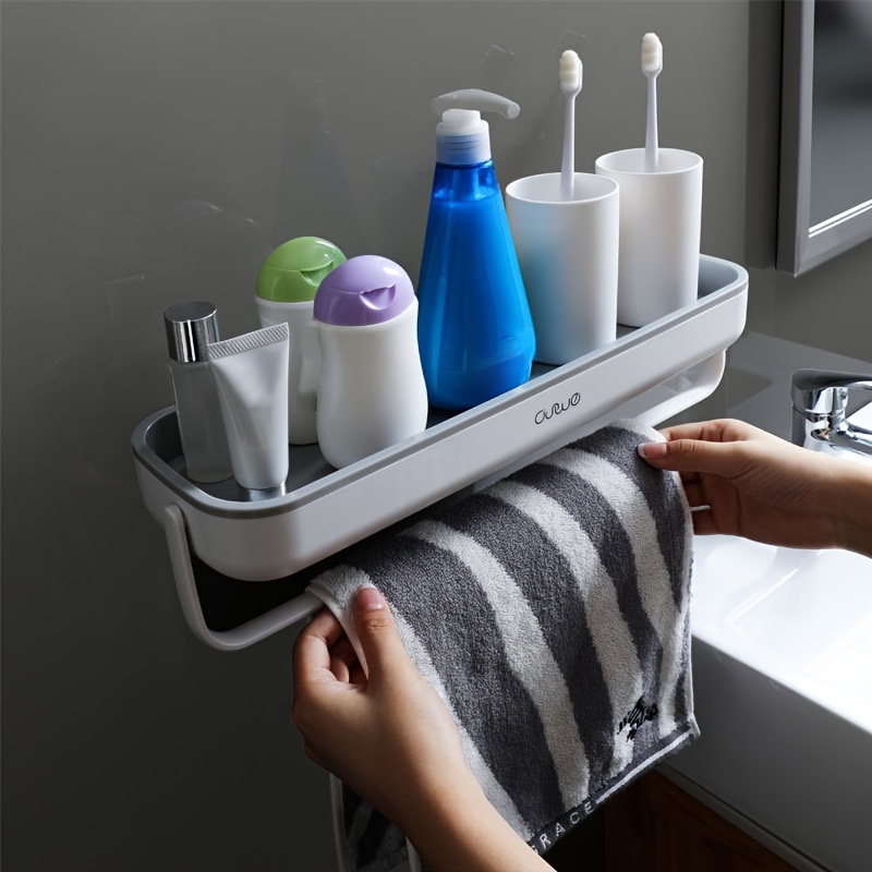 Punch-free Bathroom Shelf Shampoo Cosmetic Towel Storage Rack