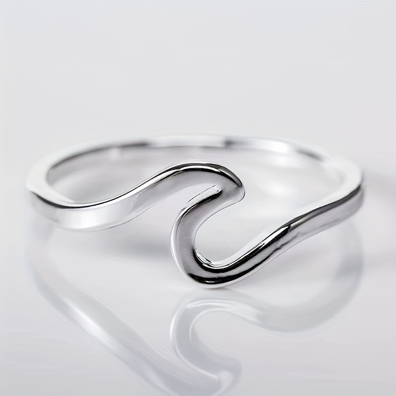 Wave Ring Electroplated Alloy Finger Ring For Men