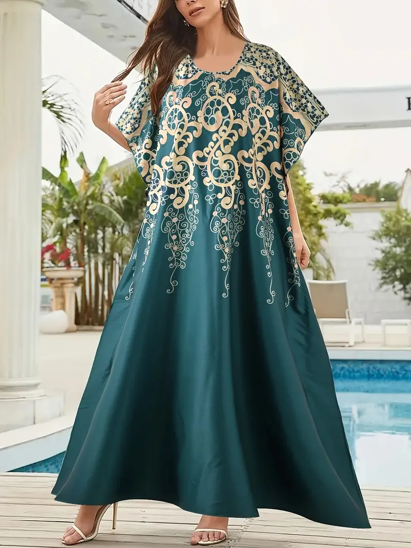 Ramadan Plus Size Boho Kaftan Dress Women's Plus Baroque - Temu Canada