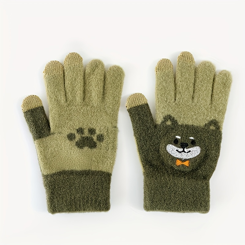 Acheter 1 paire de gants chauds d'hiver pour enfants, jolis gants tricotés  à doigts fendus rayés pour garçons et filles de 3 à 8 ans