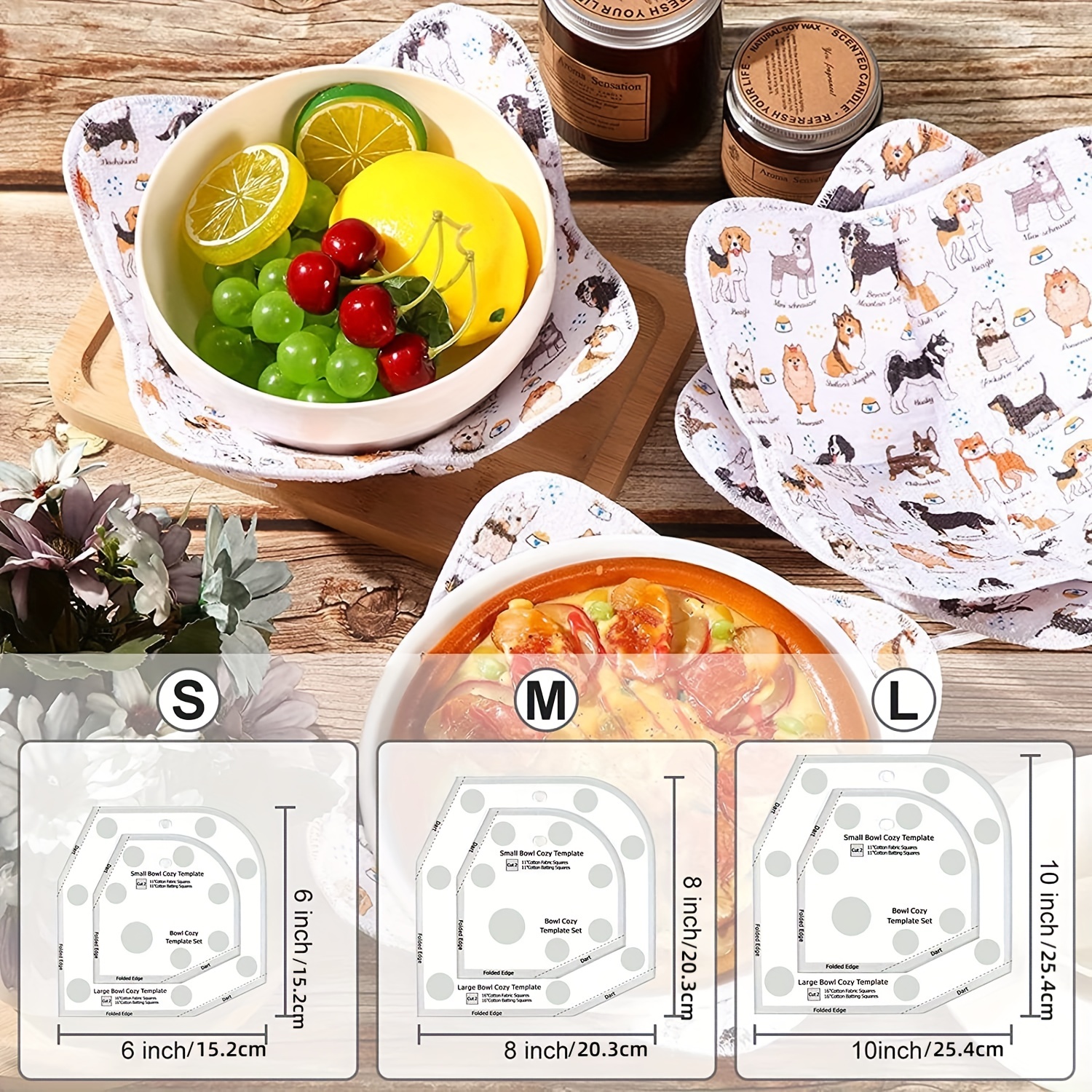 Bowl Cozy Template Acrylic: 3PCS 8 10 12 Inch Bowl Wrap Sewing Pattern  Template