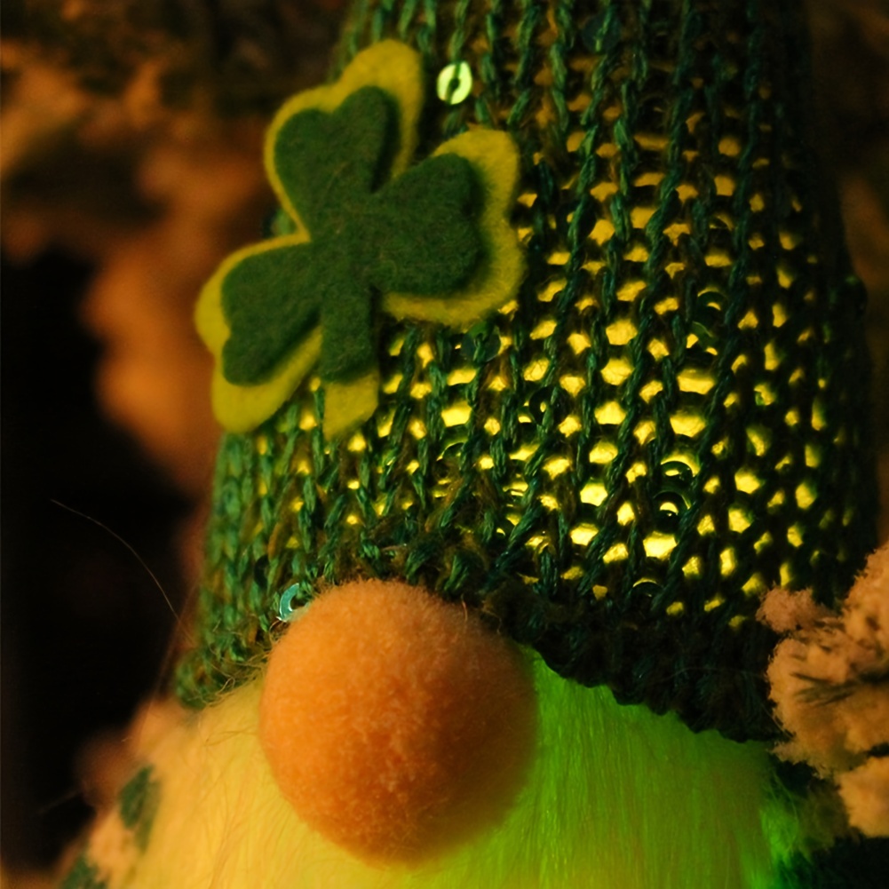 St.patrick's Day Irish Gnome Doll Lighted Sequins Gnome - Temu