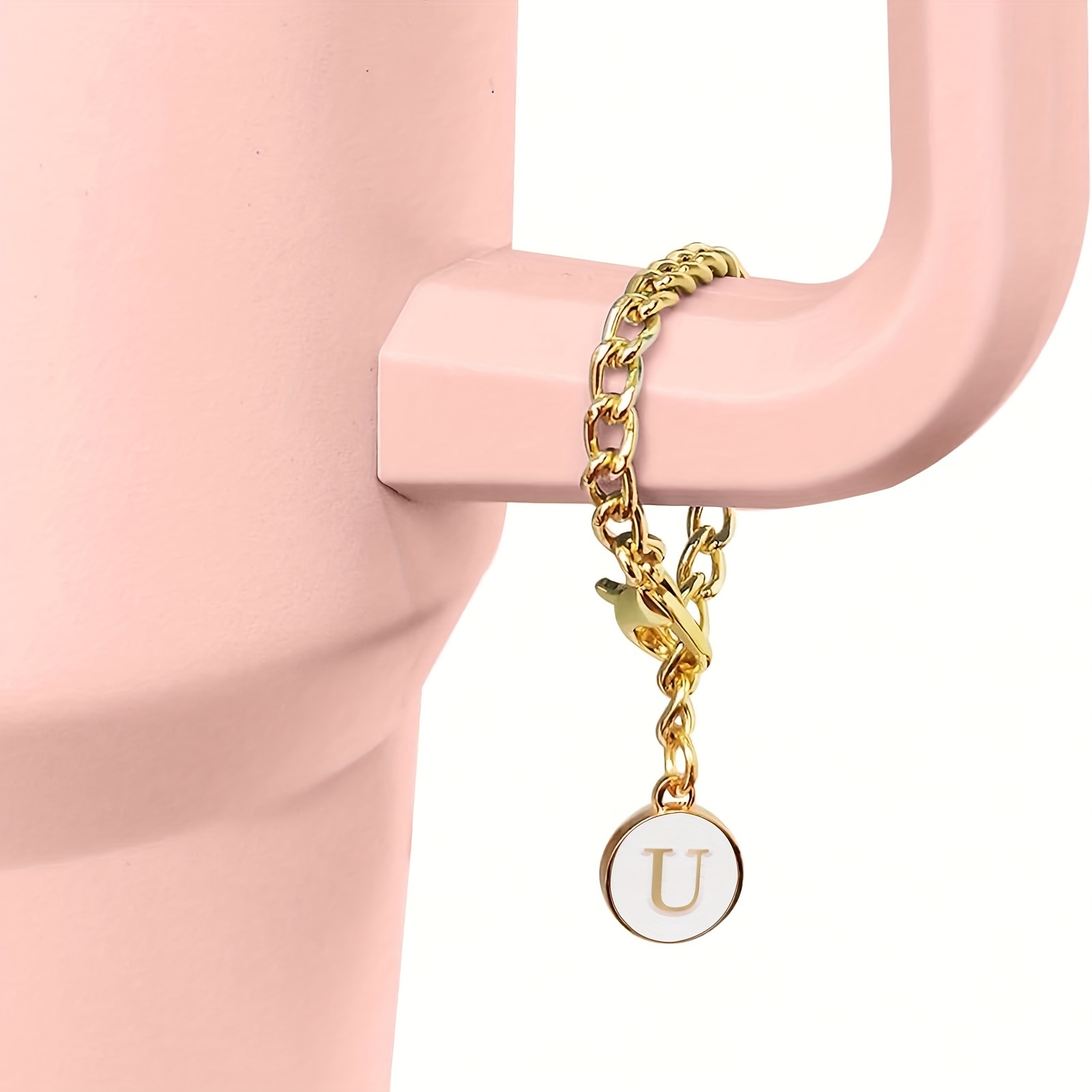 Twinkseal Tumbler Chain Pendant Tumbler Letter Charm Love Heart A-z Capital  Letter Water Cup Mug Handle Decoration Hanging Chain Pendant Tumbler  Accessories 