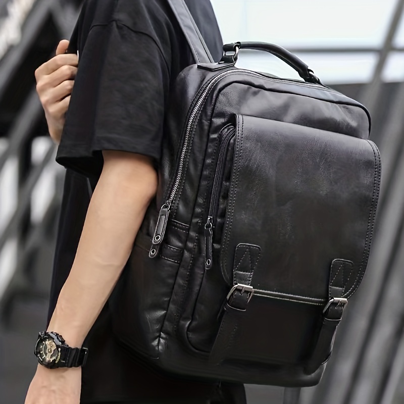 Leather look backpack outlet mens