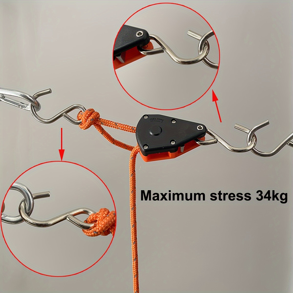 Camping Tent Tie Down Rope Tightener Adjustable Rope Fastener