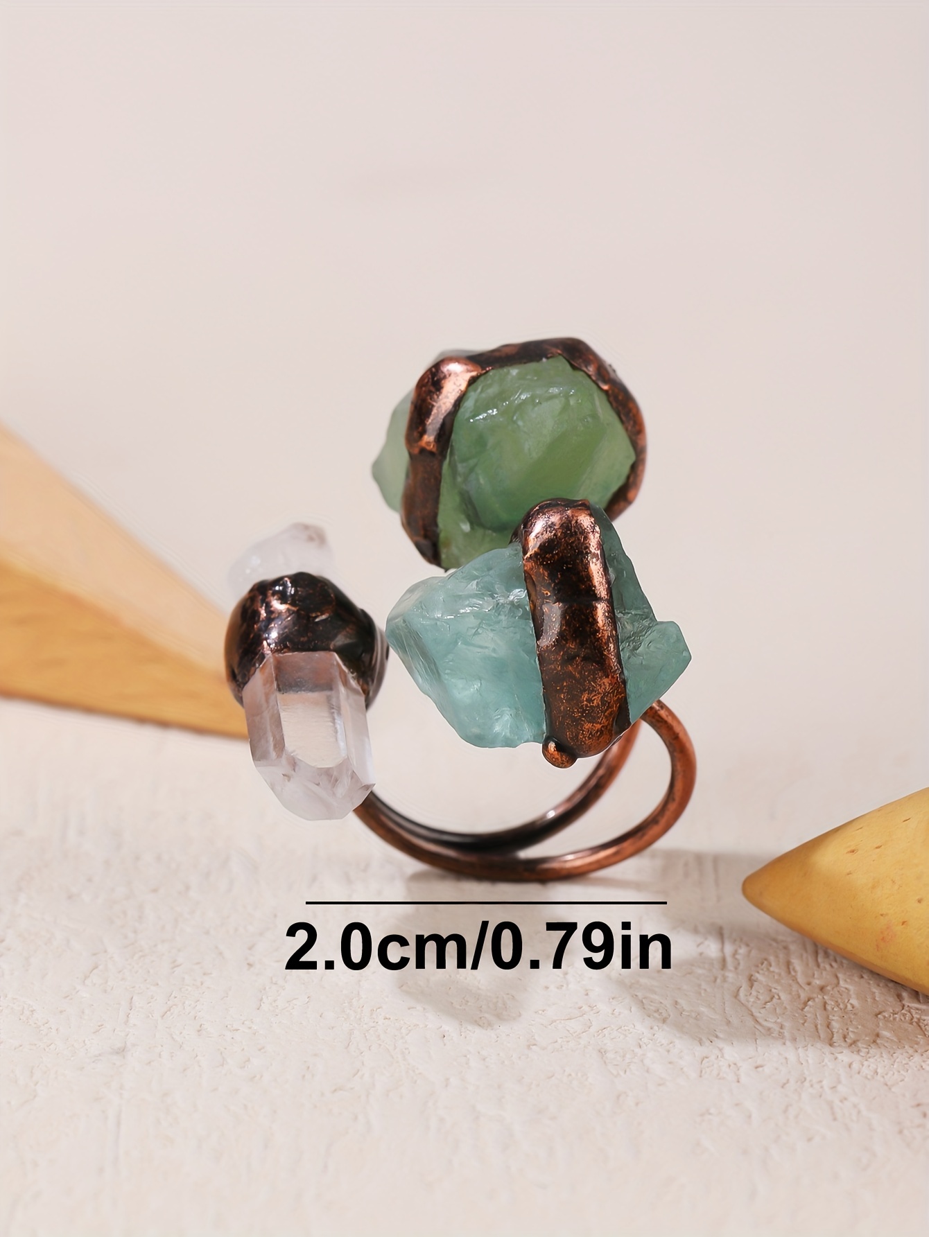 natural crystal with random light and   random shapes some fluff and sand   are natural   not damage a retro style exaggerated and   natural crystal   stone opening adjustable   ring for womens party gift details 6