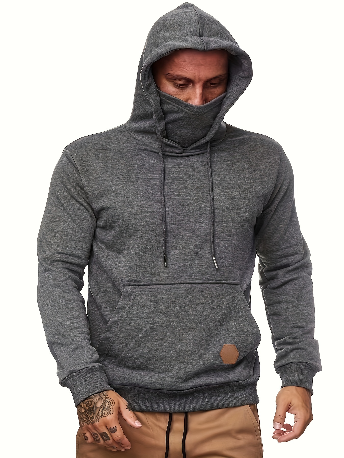 KOOFIN Gear Performance Fishing Hoodie with Face Mask UPF50 Sunblock Shirt Hooded Long Sleeve with Drawstrings Pocket