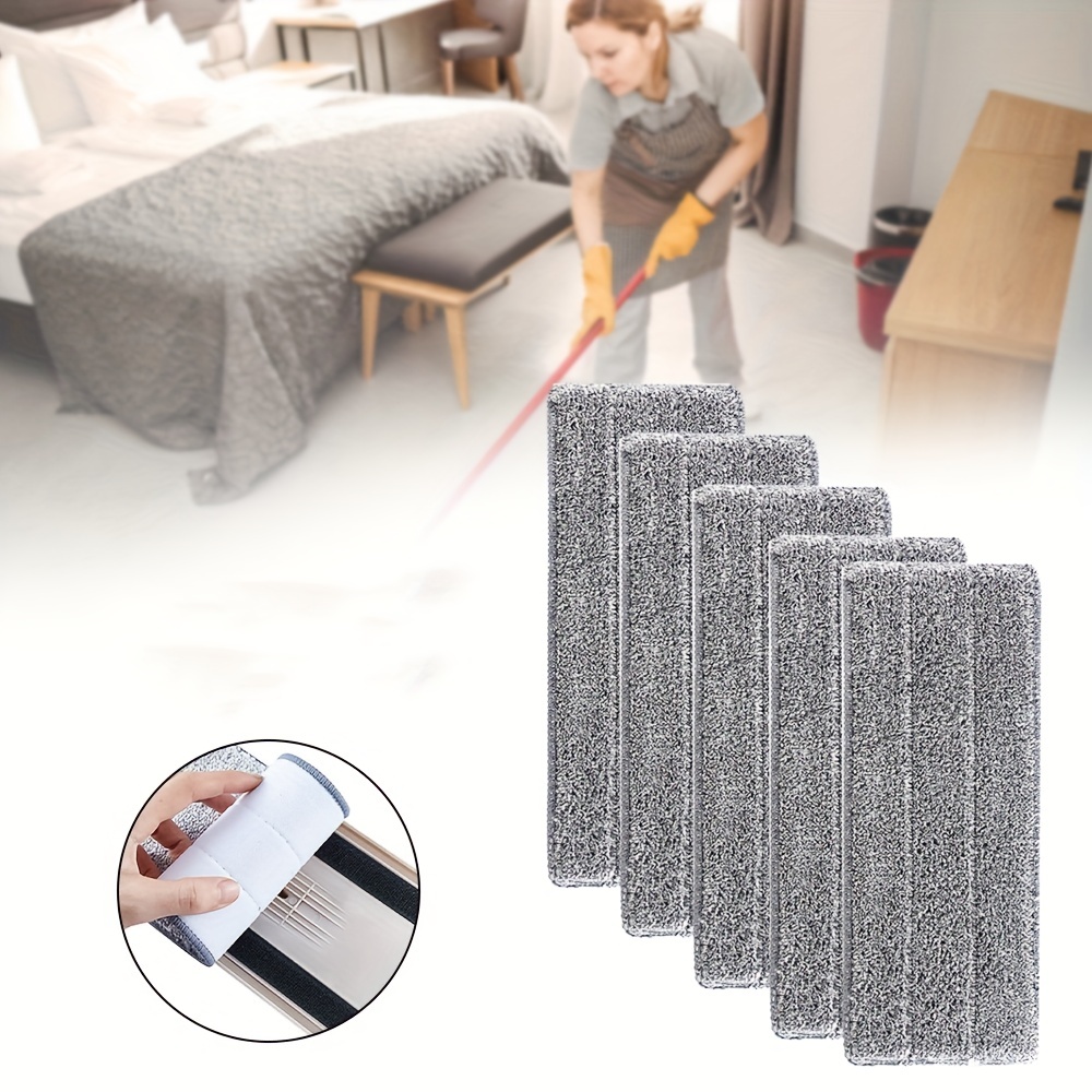 5pcs, Washable Durable Replacement Microfiber Pads, Dust Push Mop Cleaning  Supplies, Cloth For Flat Squeeze Mop 33X12CM/12.99X4.72inch