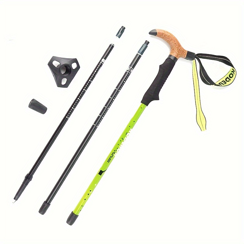 1pc Outdoor Aluminum Alloy Bend Handle Cane Internal Lock Shock