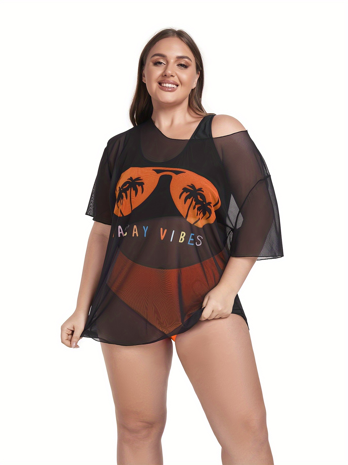 Plus size cheap t shirt swimsuit