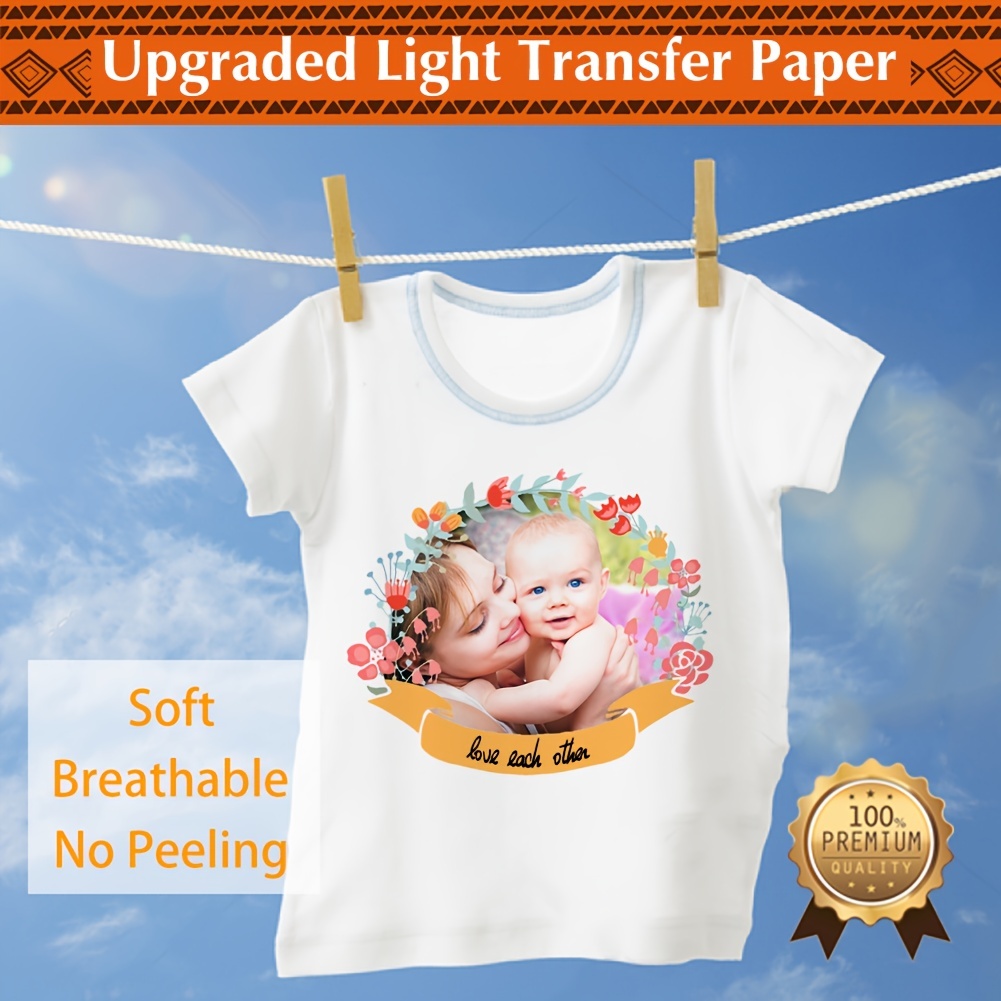 MECOLOUR Heat Transfer Paper for Light T Shirts,50 Sheets Iron on Transfer  Paper for Inkjet Printer Printable Heat Transfer Vinyl for Light Fabric -  Yahoo Shopping