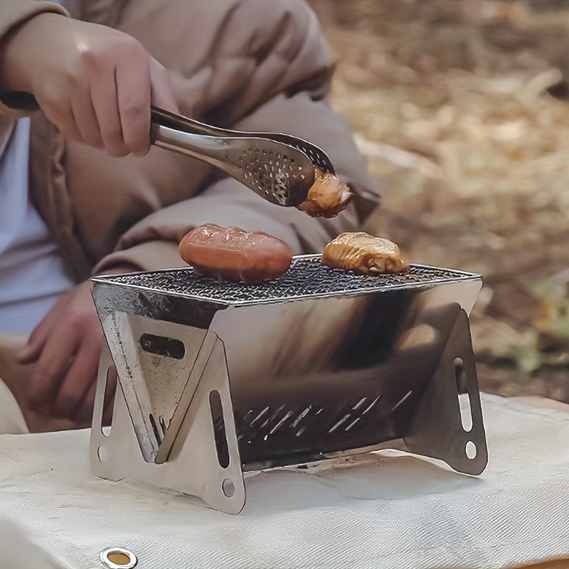 Koraman Portable Folding Wood Burning Camp Stove With Grill - Temu