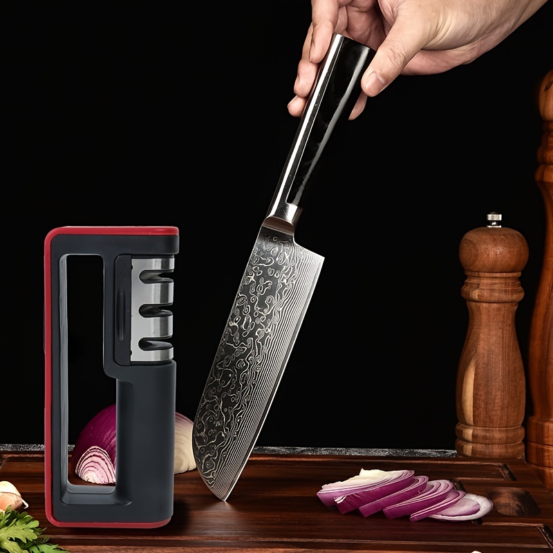 Afilador de cuchillos de cocina de 3 etapas, herramienta profesional para  afilar cuchillos para restaurar cuchillas no dentadas rápidamente, ayuda a