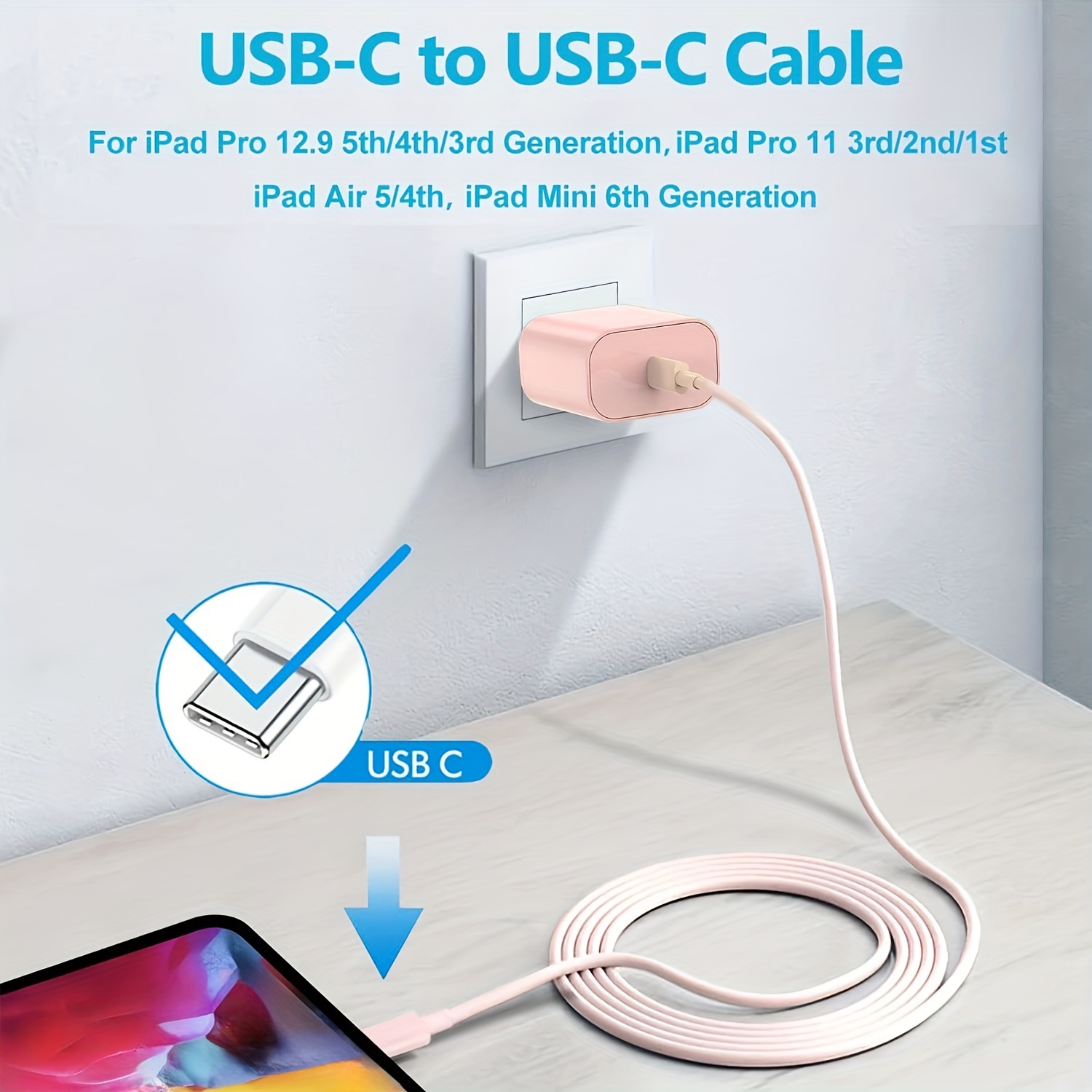 20W USB C Charger for iPad Pro 12.9/11 inch 2022/2021/2020/2018, iPad Air  5th/4th Generation, iPad 10th Generation, iPad Mini, iPhone 15 Pro Max, PD