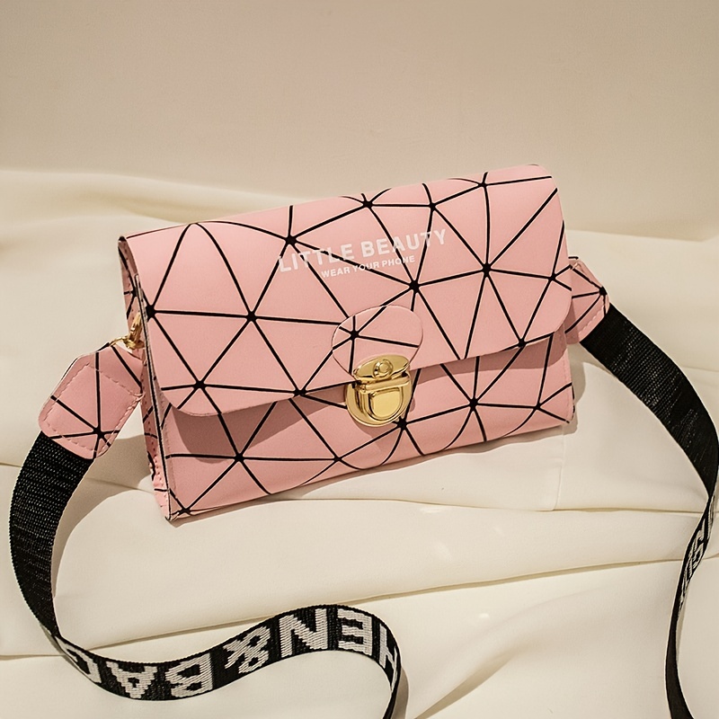 Colourblock Geometric Graphic Chain Flap Square Bag